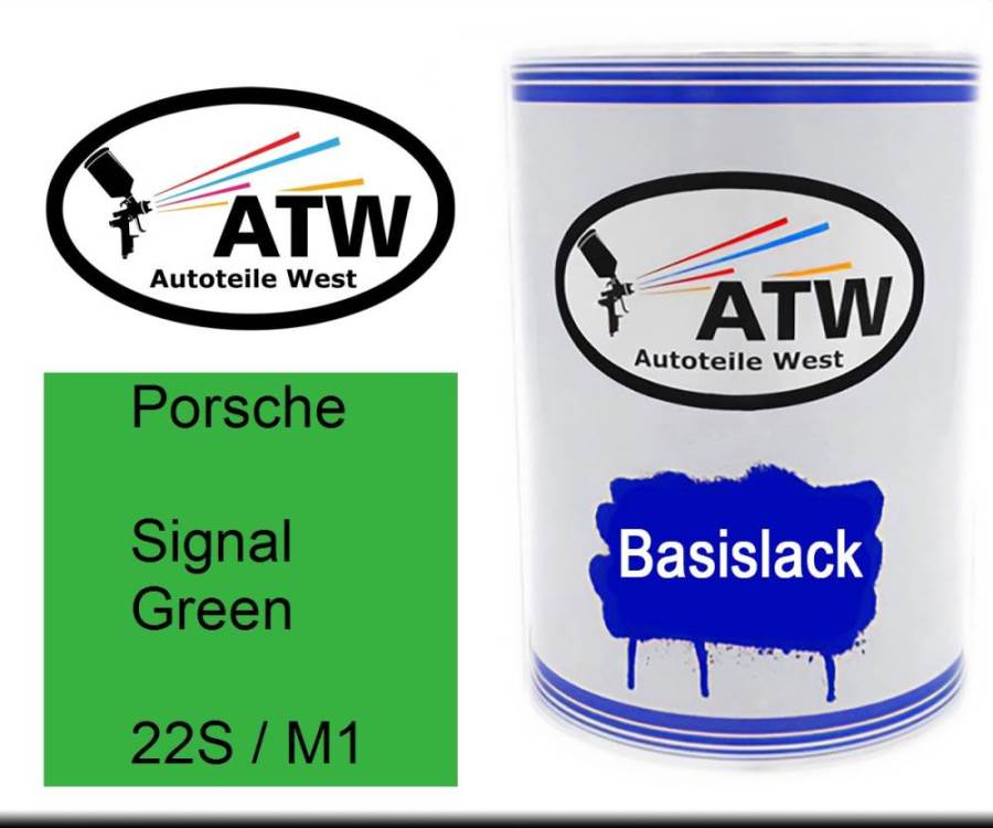 Porsche, Signal Green, 22S / M1: 500ml Lackdose, von ATW Autoteile West.